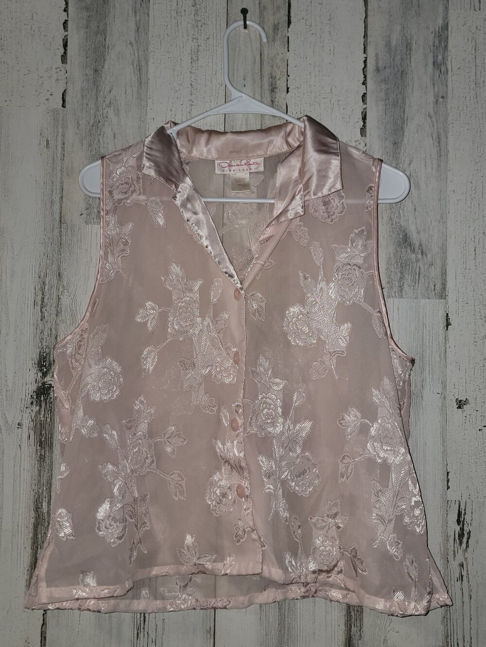 Oscar De La Renta Pink Label Floral Sheer Sleevless Blouse